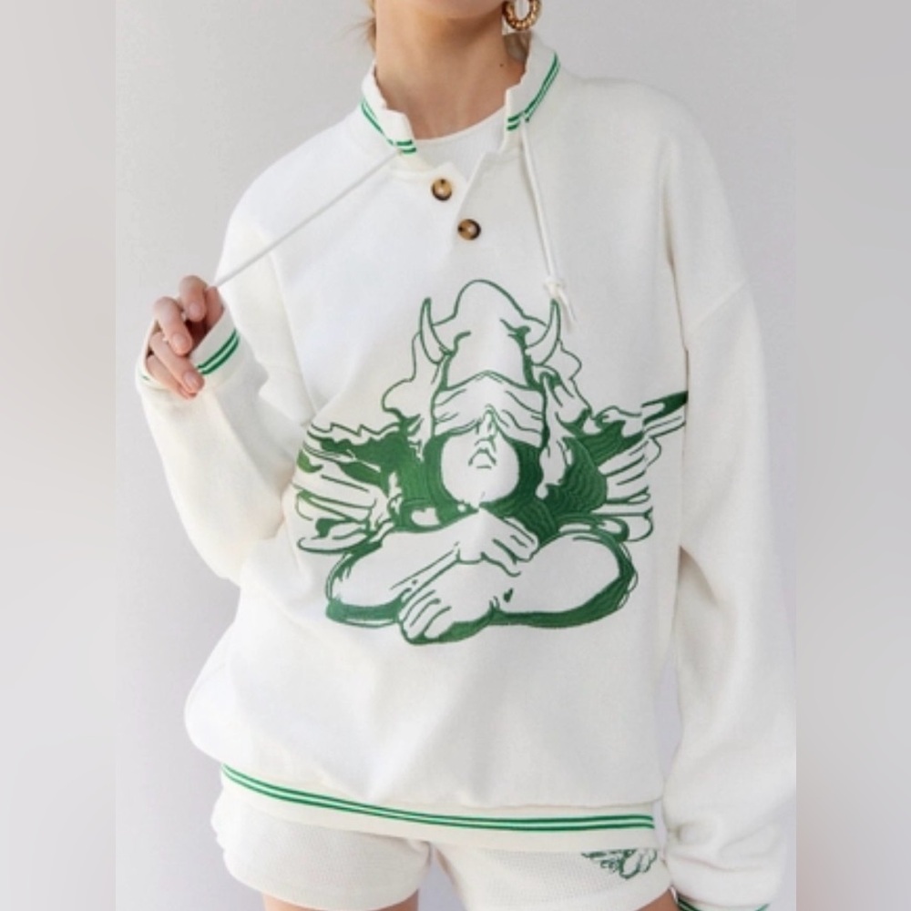 Boys Lie White Sweatshirt with Green Graphic